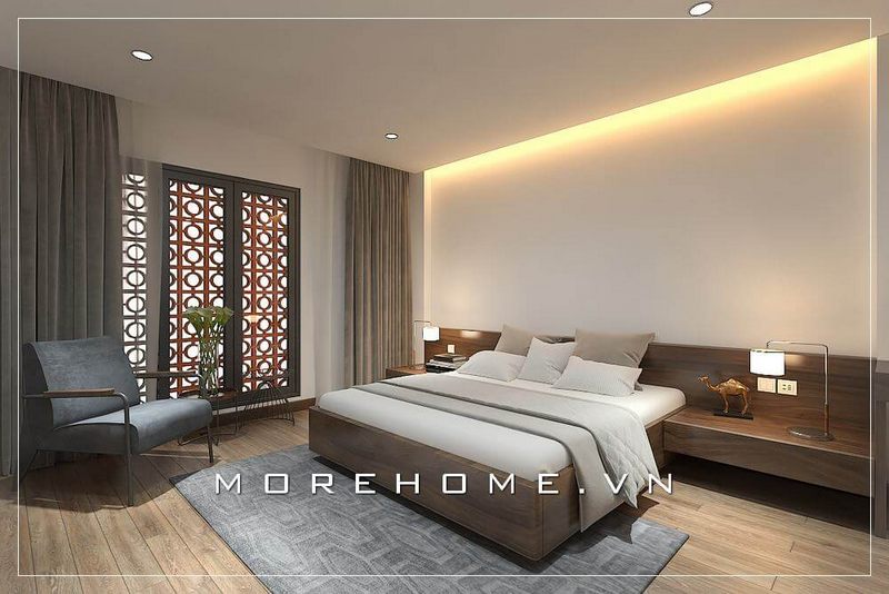 Mẫu giường ngủ hiện đại được làm từ chất liệu gỗ công nghiệp nhẹ nhàng, trẻ trung đang là xu hướng lựa chọn của nhiều gia đình hiện nay